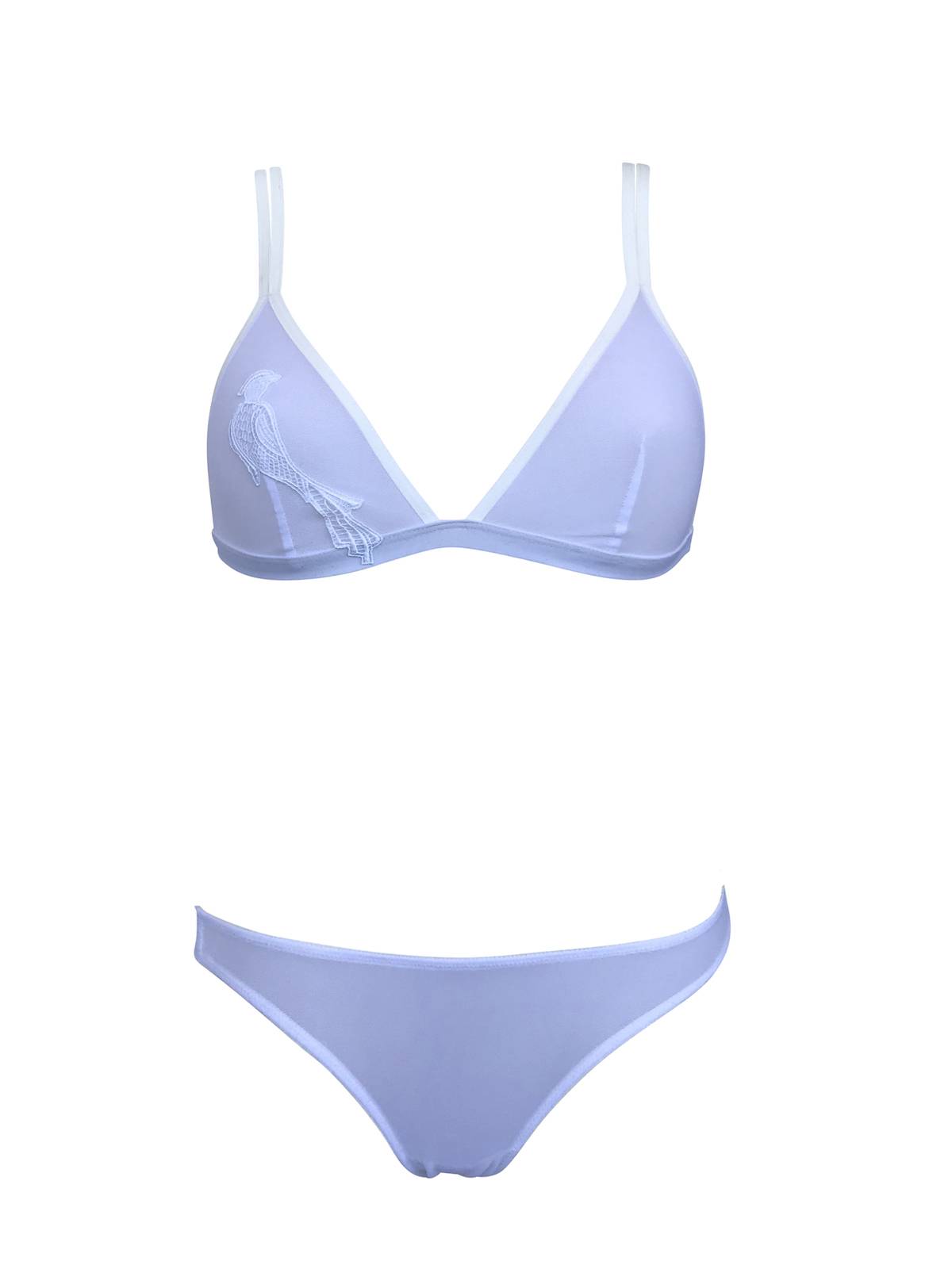 soutien gorge en tulle blanc transparent brodé à Marseille