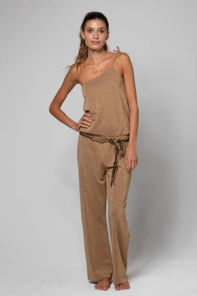 Combinaison en lurex dorée avec bretelle asymétrique Avalone Lurex Gold