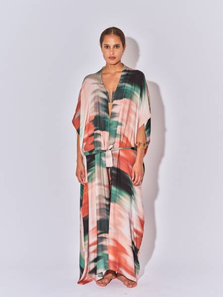 kimono long fluide a nouer motif tie and die